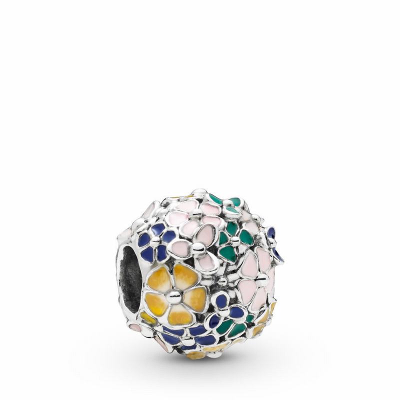 Pandora Classic Flower Arrangement Charm - Sterling Silver/Enamel/Blue - Canada | PM8239NQ